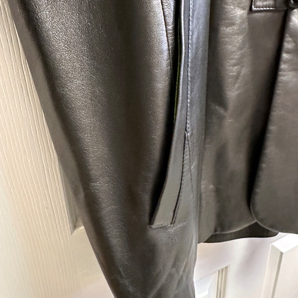 Vintage SHANGHAI TANG Men's/Unisex US 46 Black Leather Jacket Coat EXCELLENT - Picture 11 of 14